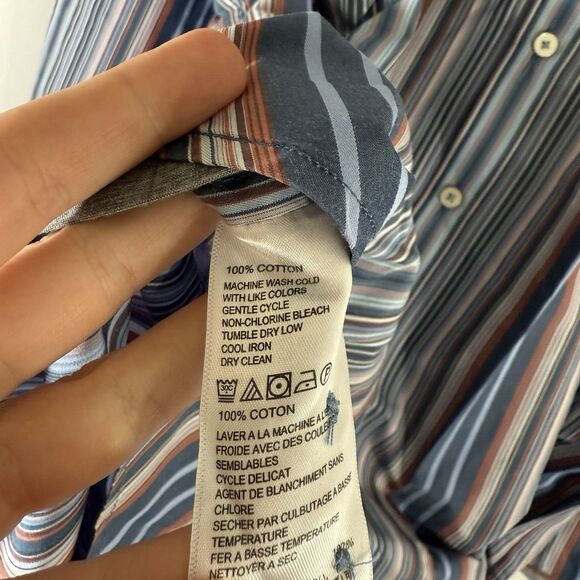 New Tommy Bahama Dress Shirt Men's L Blue Striped Long Sleeve Button Up Cotton - Picture 9 of 12